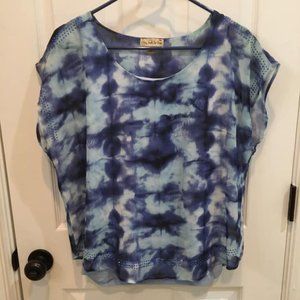 *3 for $15* Blue Chiffon Blouse with Rhinestones